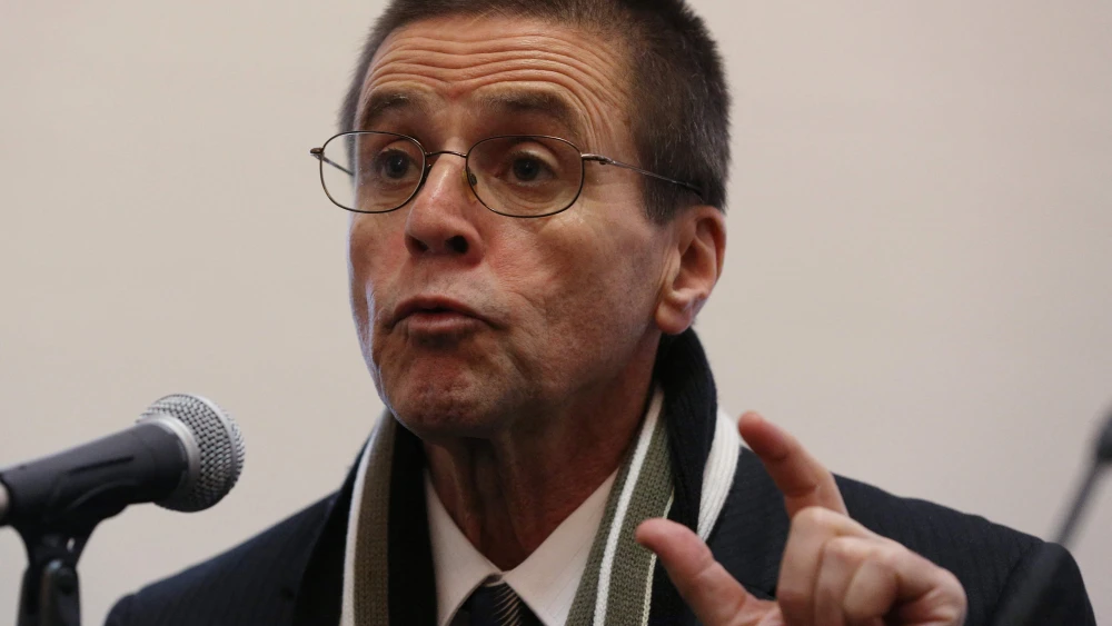 Hassan Diab at a press conference sponsored by Amnesty International Canada in Ottawa, Ontario, following his return to Canada, after being released from a French prison regarding the 1980 bombing of a Paris synagogue that left four dead and some 40 wounded, Jan. 17, 2018. Photo by Lars Hagberg/AFP via Getty Images.