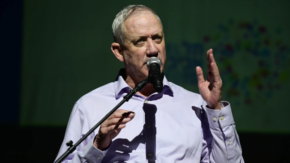 Israeli Defense Minister Benny Gantz speaks during a ceremony in Tel Aviv honoring disabled Israeli soldiers on April 5, 2022. Photo by Tomer Neuberg/Flash90.