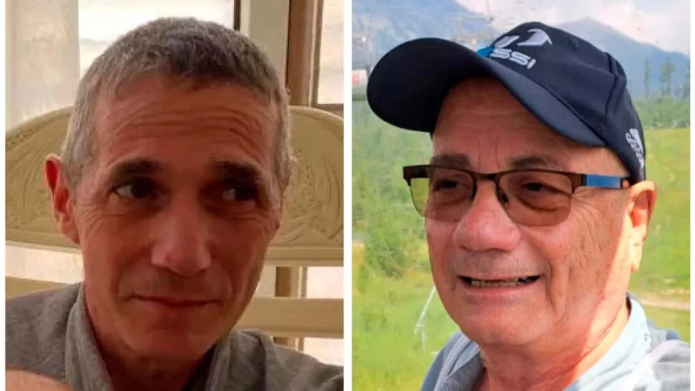 The freed Israeli hostages Fernando Simon Marman, 60, left, and Louis Har, 70, from Kibbutz Nir Yitzhak. Source: X.
