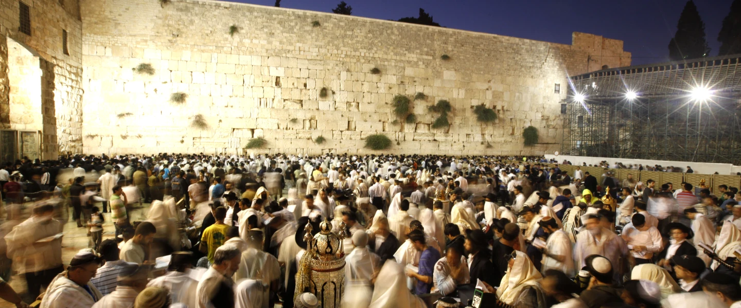 Worshippers gather for the ritual of Tisha B'Av at the Wall Western in the Old City of Jerusalem early morning Aug. 9, 2011. Photo by Miriam Alster/Flash90.
