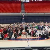 NCSY participants at the Auburn Tigers' court, with Coach Bruce Pearl in center. Credit: NCSY.