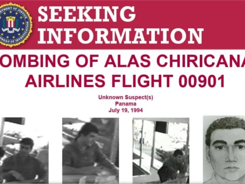A "Seeking information" bulletin from the FBI on the suspects involved in the bombing of Flight 901 out of Colón, Panama and destined for Panama City on July 19, 1994. Credit: FBI.
