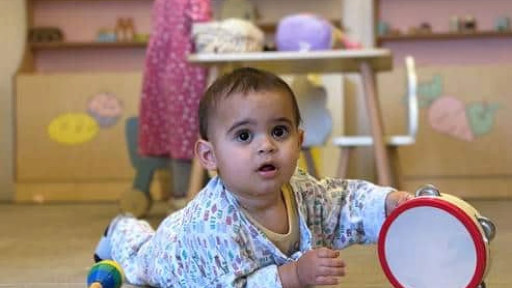 A toddler plays at Laniado Hospital's brand new playroom. Credit: Courtesy.