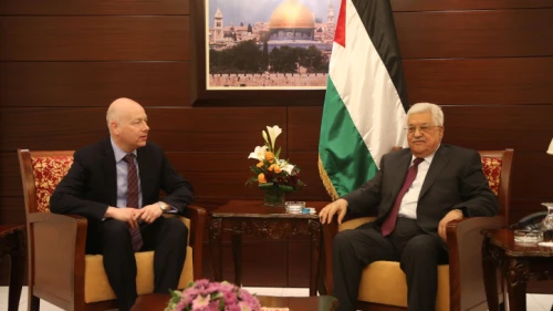 U.S. Assistant to the President and Special Representative for International Negotiations Jason Greenblatt with Palestinian leader Mahmoud Abbas in the West Bank city of Ramallah on May 25, 2017. Photo by Flash90.