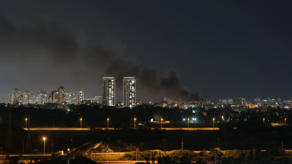Smoke over Tel Aviv as more than 130 rockets were fired from the Gaza Strip into central Israel on May 11, 2021. Photo by Matanya Tausig/Flash90.