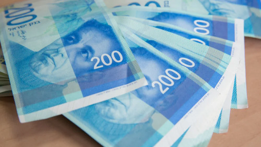 Israeli currency. Photo by Nati Shohat/Flash90.