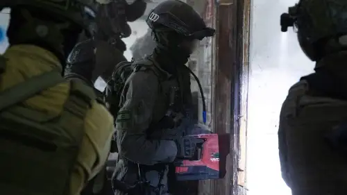 Israel Defense Forces troops demolished the homes of Palestinian terrorists Mahmoud Zaidat, 44, and Ahmad Zaidat, 24, April 16, 2024. Credit: IDF.