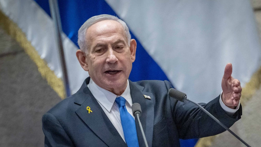 Israeli Prime Minister Benjamin Netanyahu speaks at the Knesset's opening ceremony in Jerusalem on Oct. 20, 2025. Photo by Chaim Goldberg/Flash90.