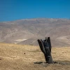 Part of an Iranian ballistic missile lodged in the desert near Vered Yeriho in Judea and Samaria, after being fired toward Israel, June 8, 2026. Photo by Chaim Goldberg/Flash90.