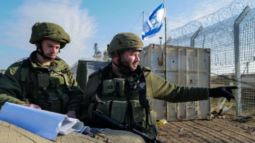 Israeli reserve soldiers patrol on the border with Syria, in the Golan Heights, Jan. 25, 2022. Photo by Michael Giladi/Flash90.