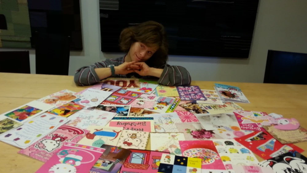 Masha Roth with her birthday cards. Credit: Courtesy of the Roth family.