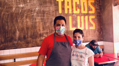 Jerusalem restaurant owner Luis Cruz and his wife, Leah, at Taco Luis. After being open for just two years, Cruz said the business was “amazing and profitable.” Now, he reported, “we feel like we need to start over again.” Photo by Eliana Rudee.