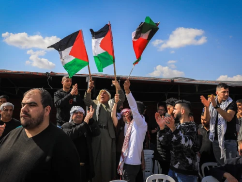 A demonstration by Bedouin and Israeli Arabs to mark Land Day, at Sawe al-Atrash village in the Negev, on March 26, 2022. Photo by Jamal Awad/Flash90,