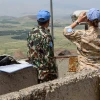 U.N. observers posted on Mount Bental overlooking the border with Syria in the Golan Heights in northern Israel on May 10, 2018. Photo by Basel Awidat/Flash90.