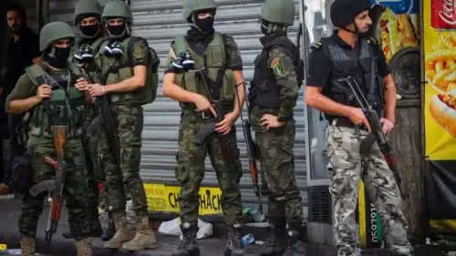 Palestinian Authority security personnel during clashes with Palestinian protesters in Nablus, Samaria, Sept. 20, 2022. Photo by Nasser Ishtayeh/Flash90.