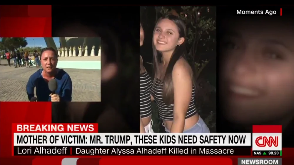 A screenshot of Florida shooting victim mother Lori Alhadeff pleading to President Donald Trump on CNN about gun control. Credit: Screenshot.