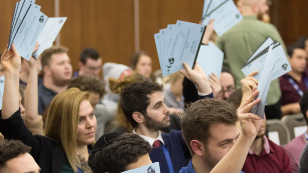 Student leaders from around the world participate in the recent 44th World Union of Jewish Students (WUJS) congress in Jerusalem. Credit: WUJS.