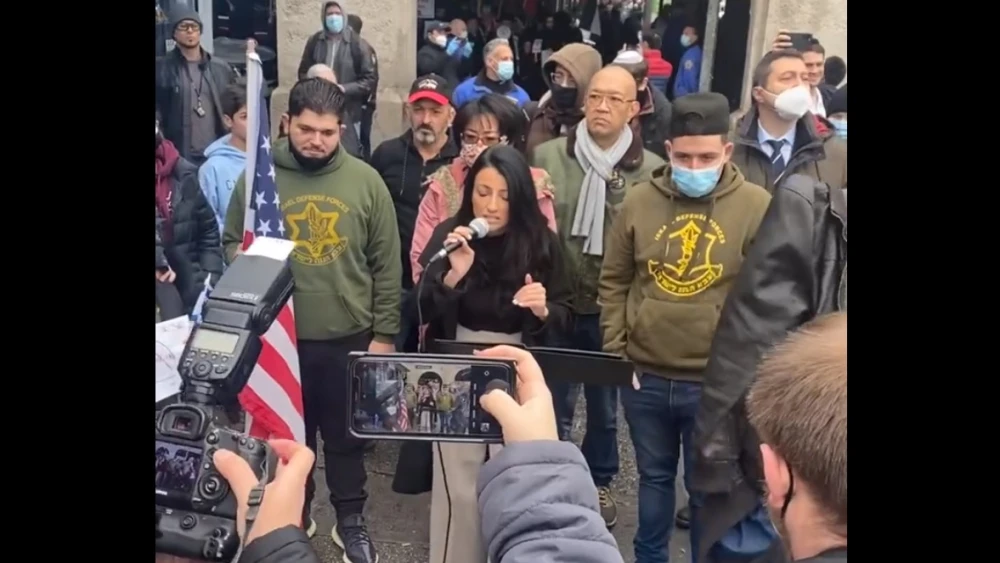 New York City Councilwoman Inna Vernikov speaking at a rally against anti-Semitism on Jan. 2, 2022. Source: Screenshot.