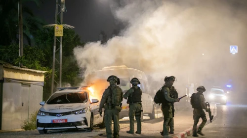 Israeli police on the streets of Lod during a riot by the city's Arab residents. May 12, 2021. Photo by Yossi Aloni/Flash90.