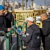 Palestinian workers enter the Israeli town of Ma’ale Adumim following an attempted stabbing attack, Feb. 23, 2023. Photo by Erik Marmor/Flash90.