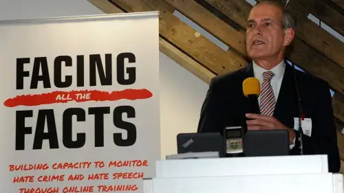 Ronny Naftaniel speaks in Brussels, Belgium on Dec. 6, 2016. Photo courtesy of CEJI - A Jewish Contribution to an Inclusive Europe.