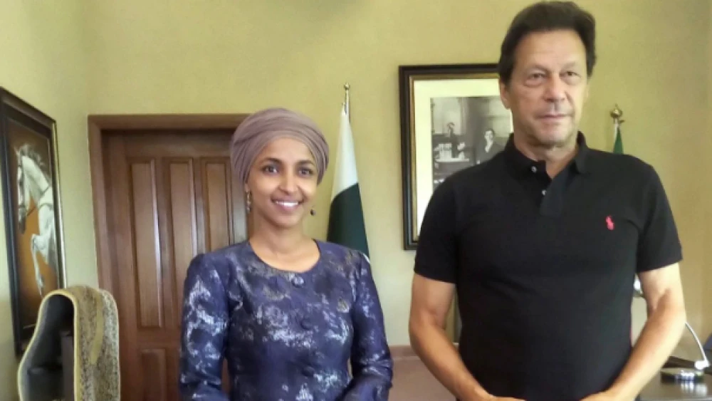 U.S. Congresswoman Ilhan Omar visits former Pakistani Prime Minister Imran Khan at his home in Islamabad. Photo: Shireen Mazari/Media Office of Imran Khan.