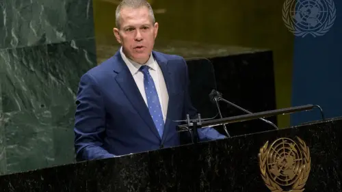 Israeli Ambassador to the United Nations Gilad Erdan addresses the General Assembly plenary meeting on the situation in the Middle East. Credit: U.N. Photo/Manuel Elías.