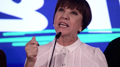 Meretz Party chairwoman Zehava Galon in Tel Aviv, Aug. 23, 2022. Credit: Tomer Neuberg/Flash90.