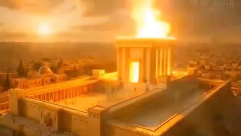 An A.I.-generated video of the Jewish Temple replacing the Dome of the Rock. Source: Screenshot/X.