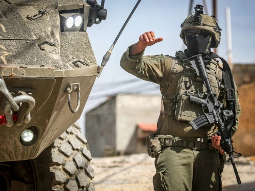 Israeli soldiers operate with their armored vehicles in the Samaria city of Jenin, March 4, 2025. Photo by Nasser Ishtayeh/Flash90.