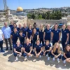 Chelsea F.C. Women at the Western Wall in Jerusalem, together with team manager Emma Hayes (far left) and Chelsea F.C. owner Roman Abramovich, Aug. 19, 2019. Credit: Shahar Azran/Chelsea FC.