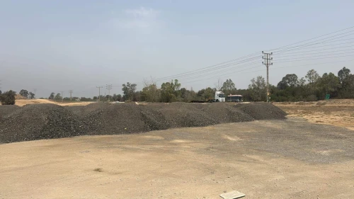 Construction on Highway 25 in the route connecting Kibbutz Nahal Oz to Sa’ad Junction is underway, as the road is expected to reopen at the end of September, 2025. Credit: Tkuma Directorate.