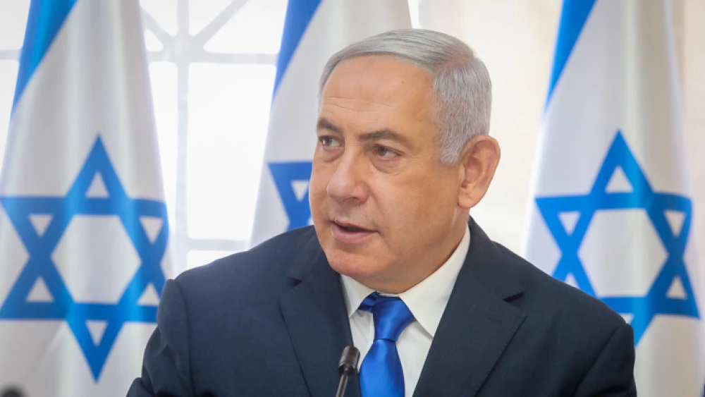 Israeli Prime Minister Benjamin Netanyahu leads the weekly Cabinet meeting, in the Jordan Valley, on Sept. 15, 2019. Photo by Marc Israel Sellem/POOL.