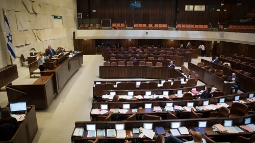 The Knesset Plenary Hall during speeches ahead of the vote on the National Law, which will enforce the foundation of the State of Israel as the state of the Jewish people, on July 18, 2018. Photo by Hadas Parush/Flash90.