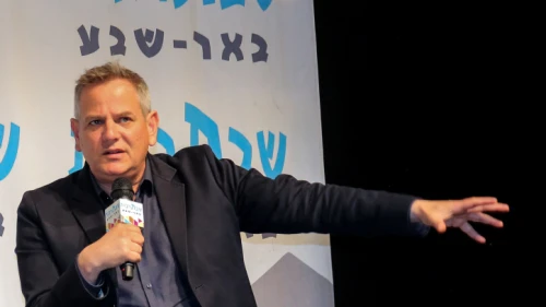 Meretz Party head Nitzan Horowitz participates in an event in Beersheva on Feb. 29, 2020. Photo by Flash90.