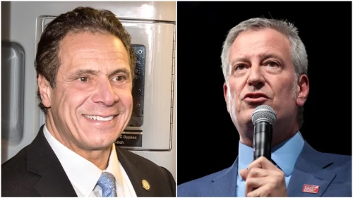 New York Gov. Andrew Cuomo and New York City Mayor Bill de Blasio. Credit: Wikimedia Commons.