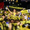 At Sacher Park in Jerusalem, Beitar Jerusalem fans celebrate their team winning the State Cup Final on May 24, 2023. Photo by Noam Revkin Fenton/Flash90.