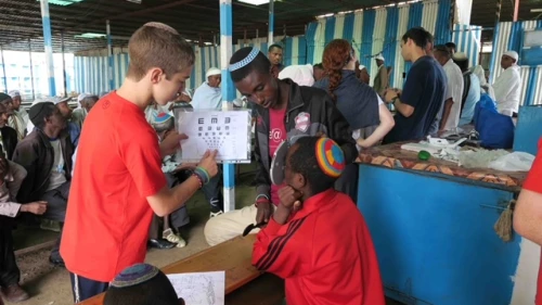 Volunteers test patients for short- and near-sightedness. Photo by Elisa Hartstein.