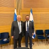 Former US Ambassador to Israel David Friedman with American pastor Larry Huch at the Knesset's Christian Allies Caucus. Credit: Courtesy, October 21, 2025.