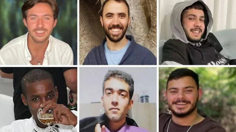 This six Israeli hostages set to be freed from Gaza on Feb. 22. Top, from left: Omer Shem-Tov, Tal Shoham, Eliya Cohen. Bottom, from left: Avera Mengistu, Hisham al-Sayed, Omer Wenkert. Credit: Courtesy.