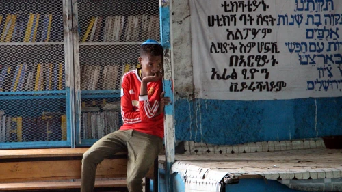 Some Ethiopian children in Gondar walk an hour between their homes (or one-room shacks) and the synagogue where they gather each morning for the start of “Ha’Tikvah” (“hope”) Jewish summer camp. Photo by Avital Lisker.
