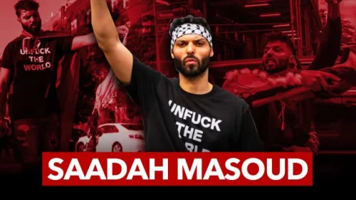 Saadah Masoud at an anti-Israel protest in New York. Source: Canary Mission.