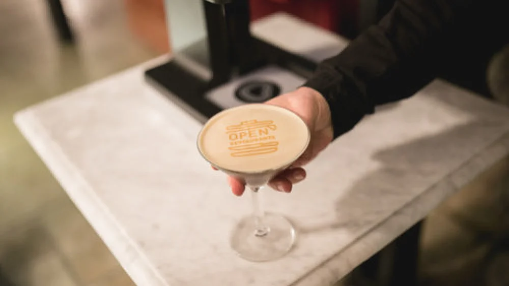 A coffee drink created by Ripples, an Israeli company that uses 3-D printing technology to produce images on froth, at the Open Restaurants urban culinary festival in Jerusalem. Credit: Tomer Foltyn.