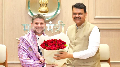 Israeli Finance Minister Bezalel Smotrich meets Devendra Fadnavis, the chief minister of Maharashtra, in Mumbai, Sept. 9, 2025. Credit: Government of Maharashtra.