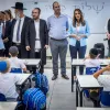 Minister of Education Yifat Shasha-Biton and Beit Shemesh mayor Aliza Bloch at the opening of the new school year at a school for Haredi boys in Beit Shemesh, Aug. 28, 2022. Photo: Yonatan Sindel/Flash90