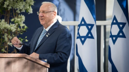 Israeli President Reuven Rivlin speaks at a welcome ceremony for diplomats in Israel for Israel's 69th Independence Day, at the President's residence in Jerusalem, May 2, 2017. Photo by Yonatan Sindel/Flash90