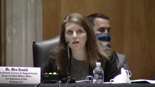 U.S. Deputy Assistant Secretary of State Mira Resnick addresses the Senate Foreign Relations Committee, Aug. 10, 2021. Source: Twitter.