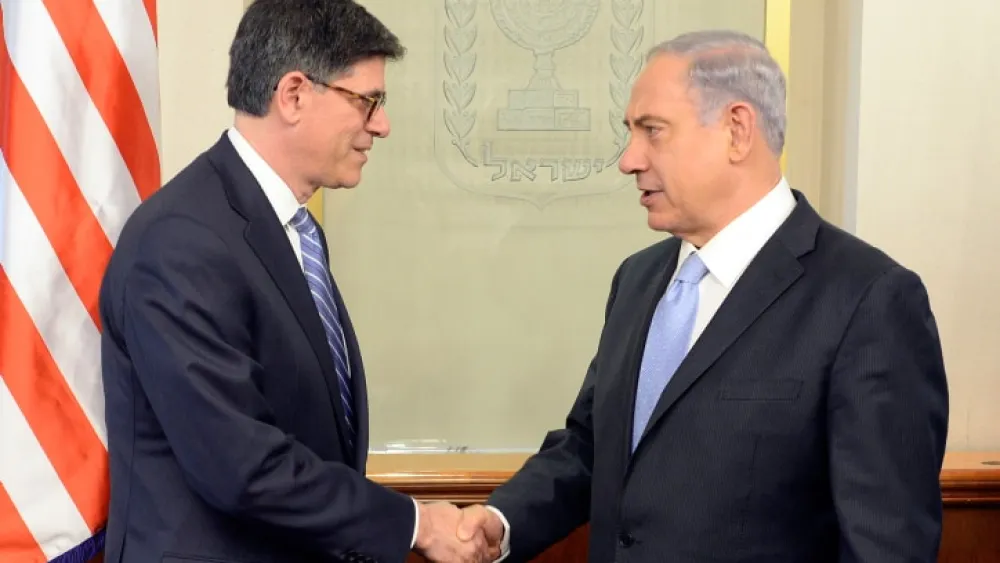 Israeli Prime Minister Benjamin Netanyahu with then-Secretary of the Treasury Jack Lew, June 18, 2014. Photo by Matty Stern/U.S. Embassy via Flash90.