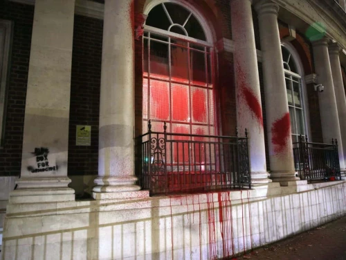 Jewish National Fund offices in London vandalized by Palestine Action, Nov. 2, 2024. Source: Palestine Action/X.