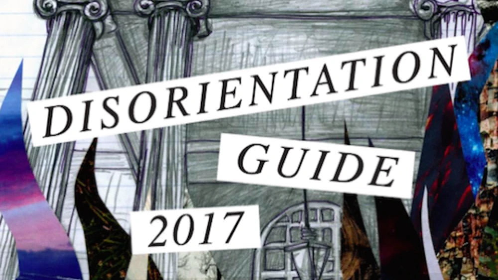 The cover page of the “Disorientation Guide” prepared for incoming freshmen at Tufts University. The guide accuses Israel of “white supremacy” and promotes “Israeli Apartheid Week.” Credit: Disorientation Guide.